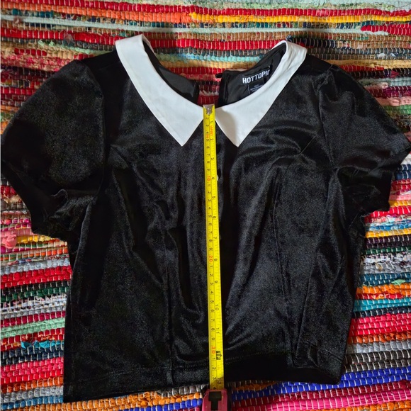 Hot Topic Black Velvet skirt/top set with White Collar - Picture 3 of 9